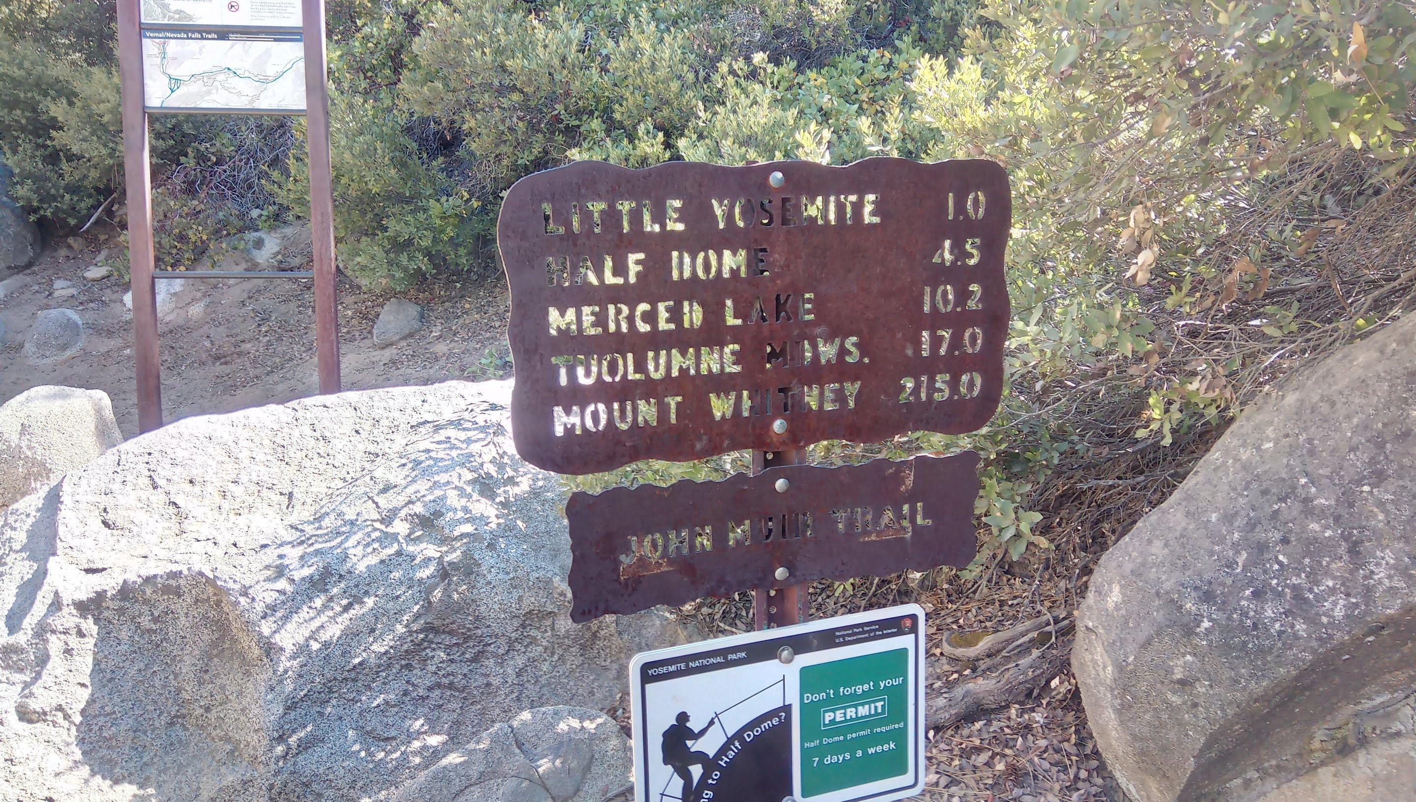 Trail signs near Nevada fall