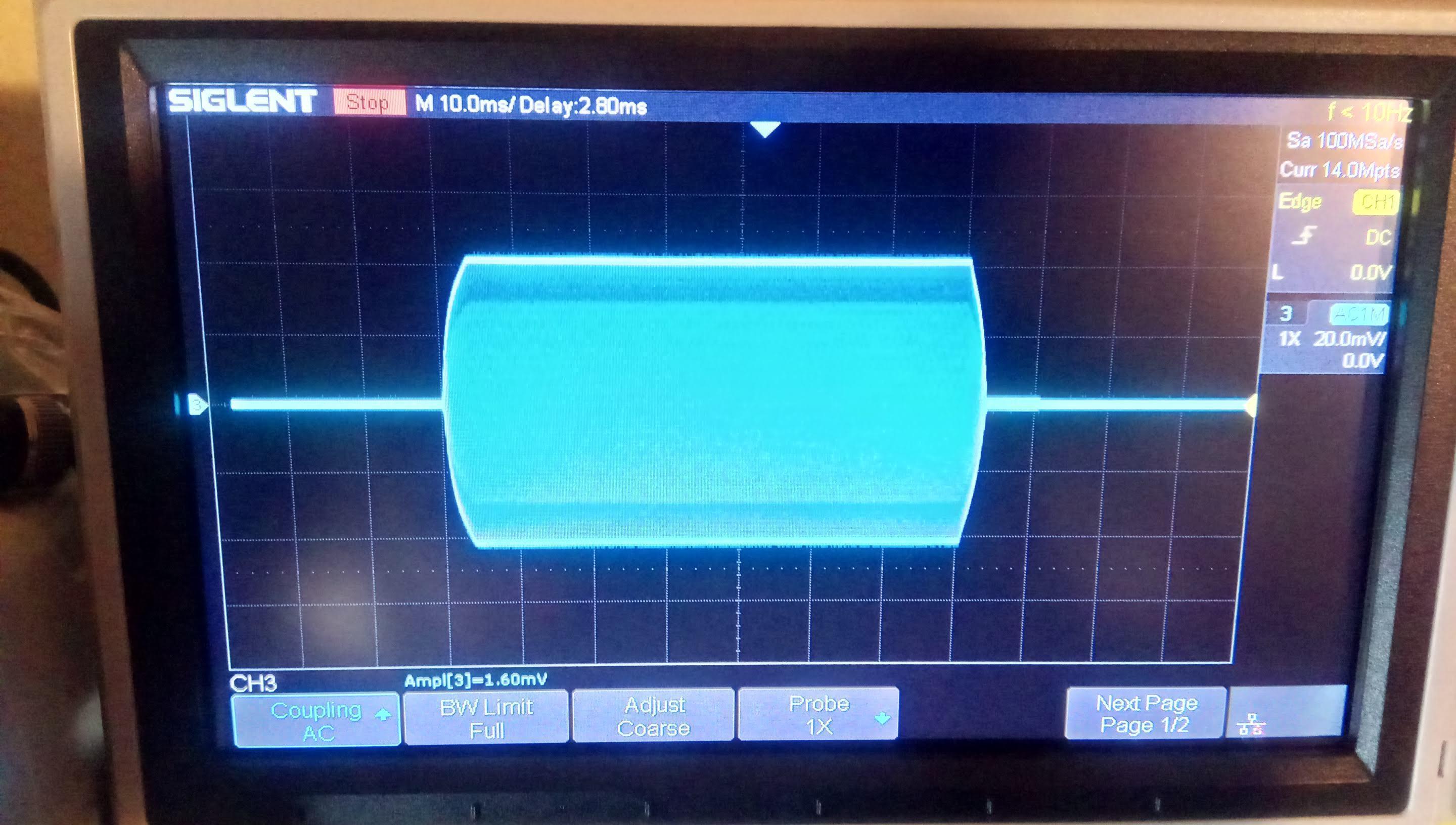 17 WPM dit as seen on an oscilloscope screen