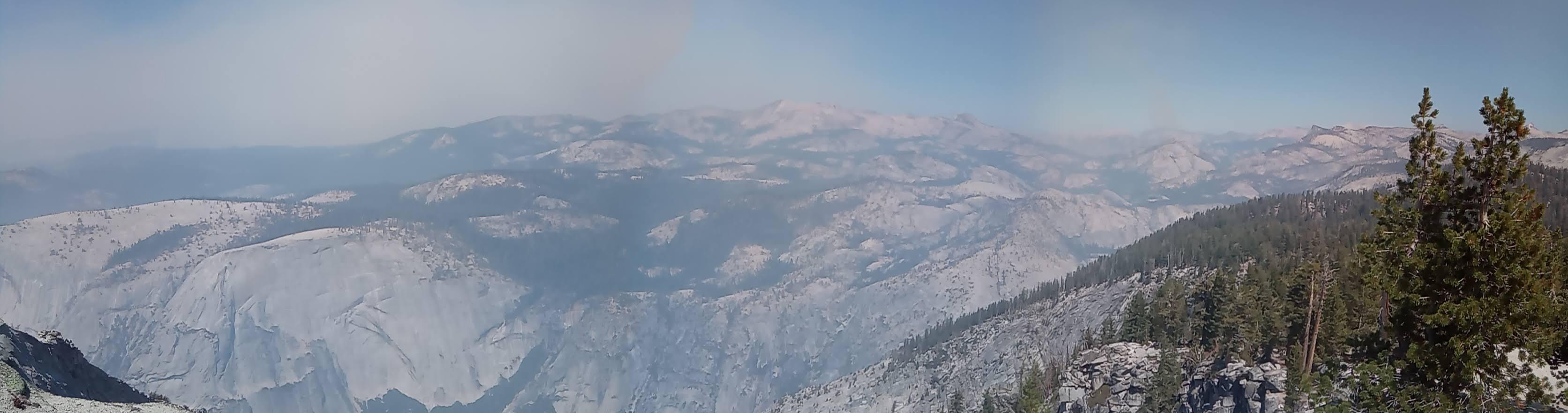 Upper Yosemite valley and Smith Peak in the background. View from Clouds Rest crest