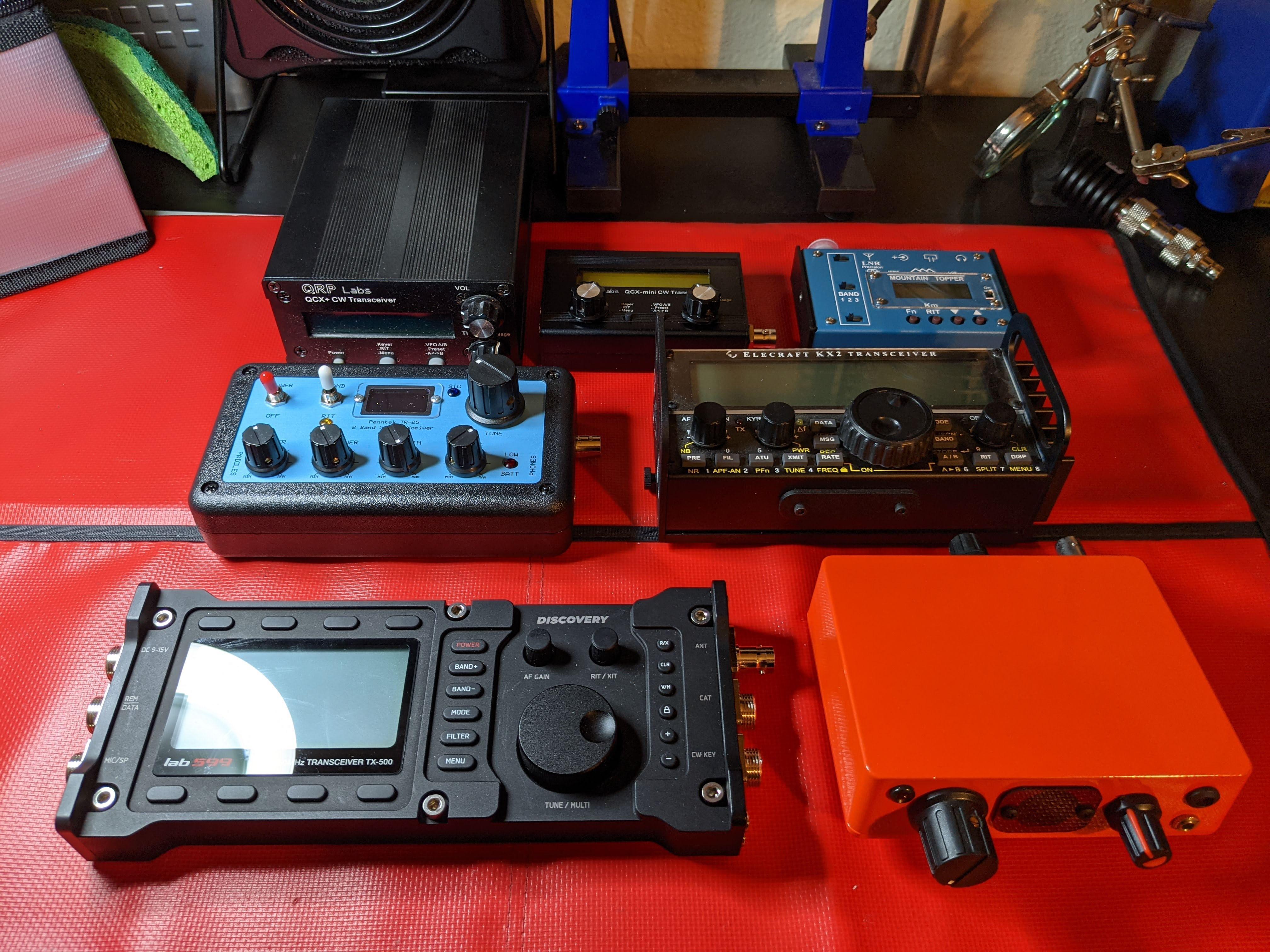 TR-25 compared in size to other popular QRP radios