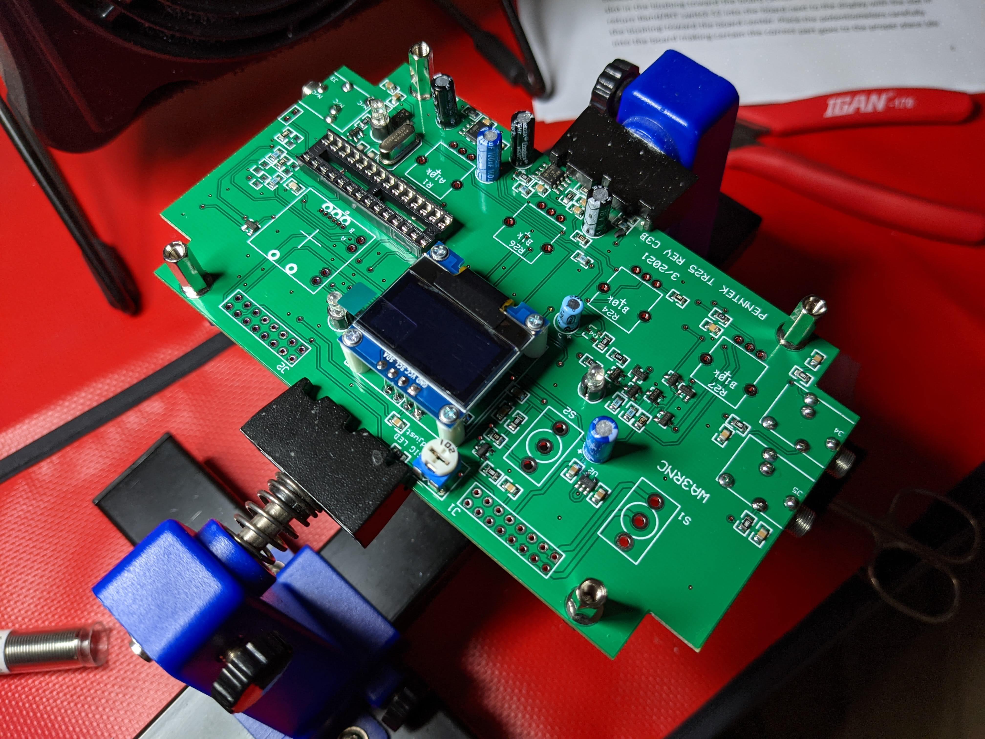 PCB is not crowded and fits nicely into a soldering vice