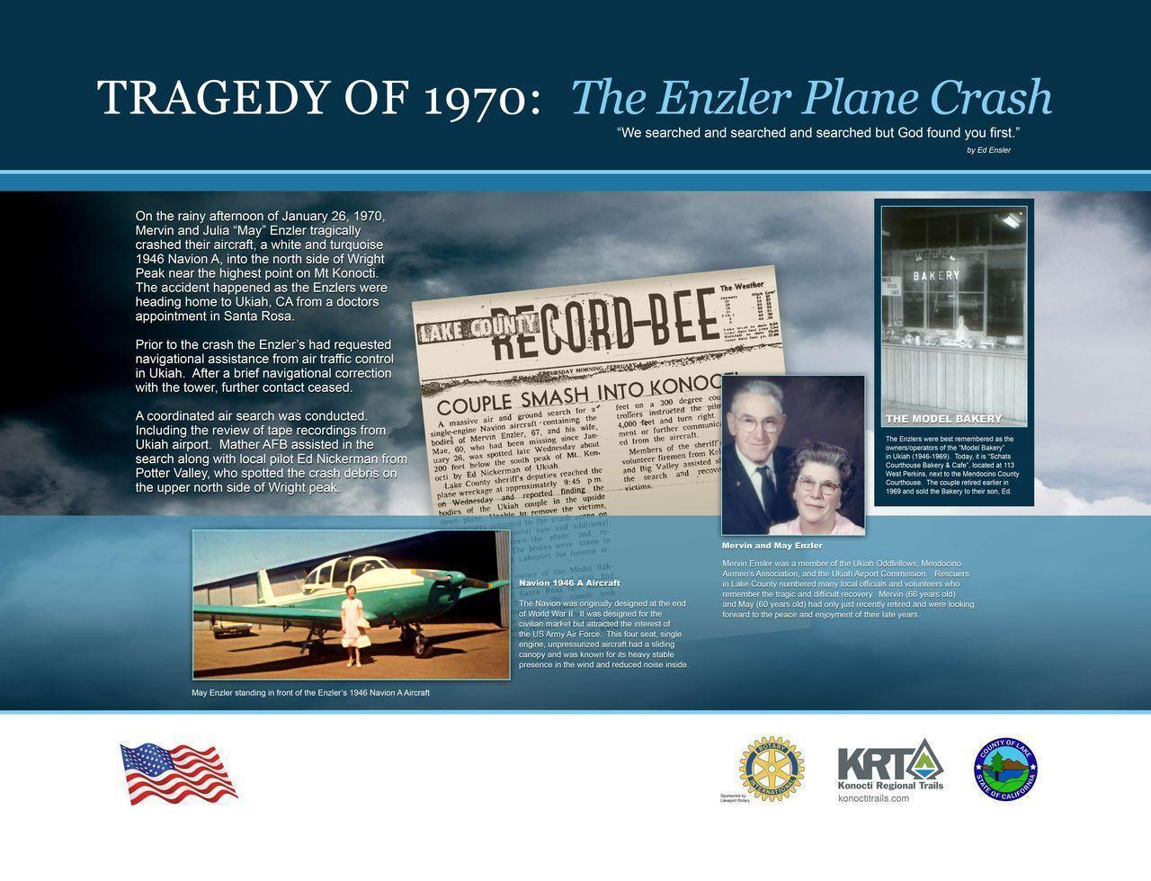 Enzler plane crash site plaque as it was