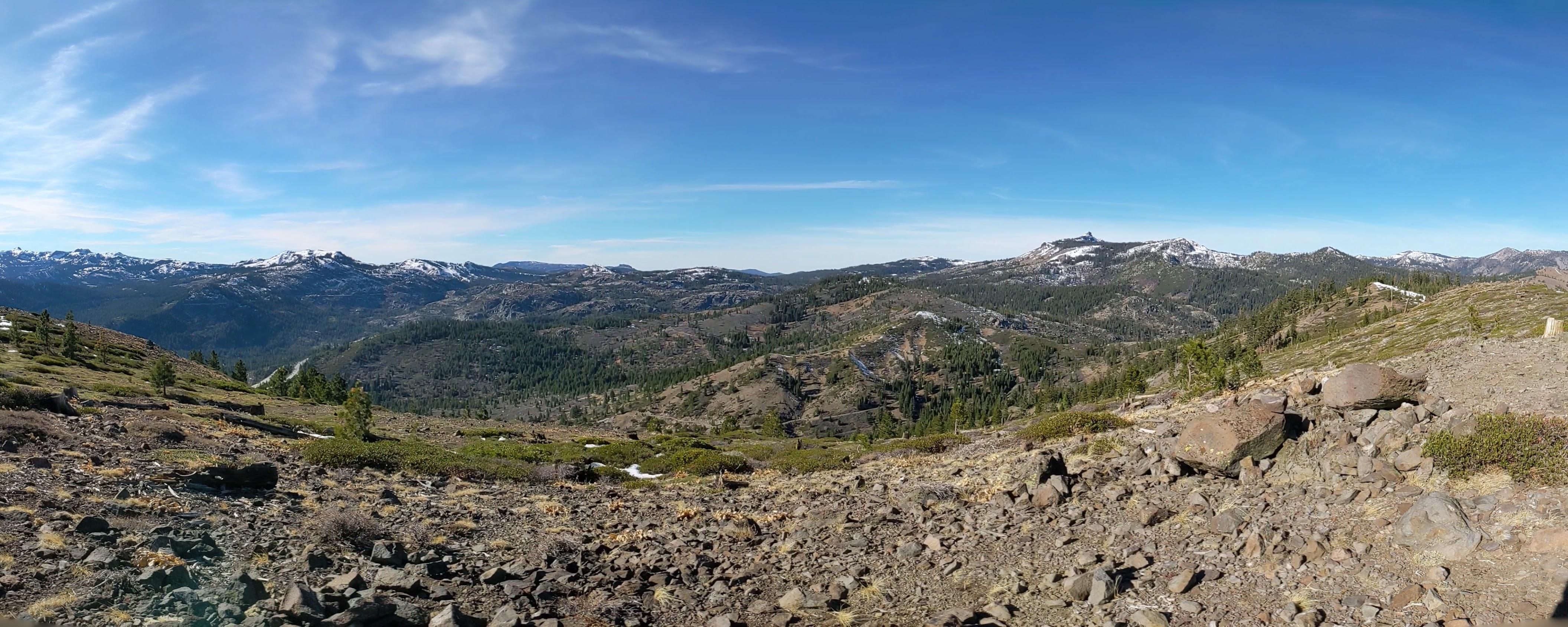 View from Donner Ridge to the west, bump on the right is Castle Peak