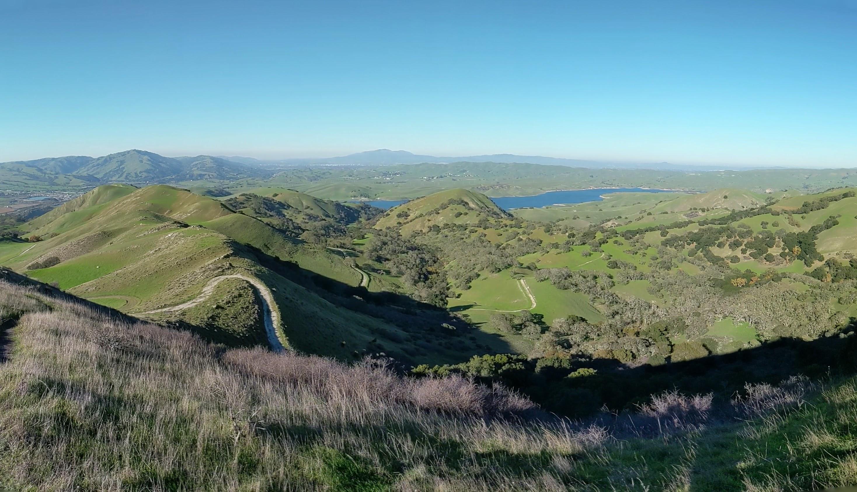 View from the summit toward San Antonio reservoir and Mt. Diablo