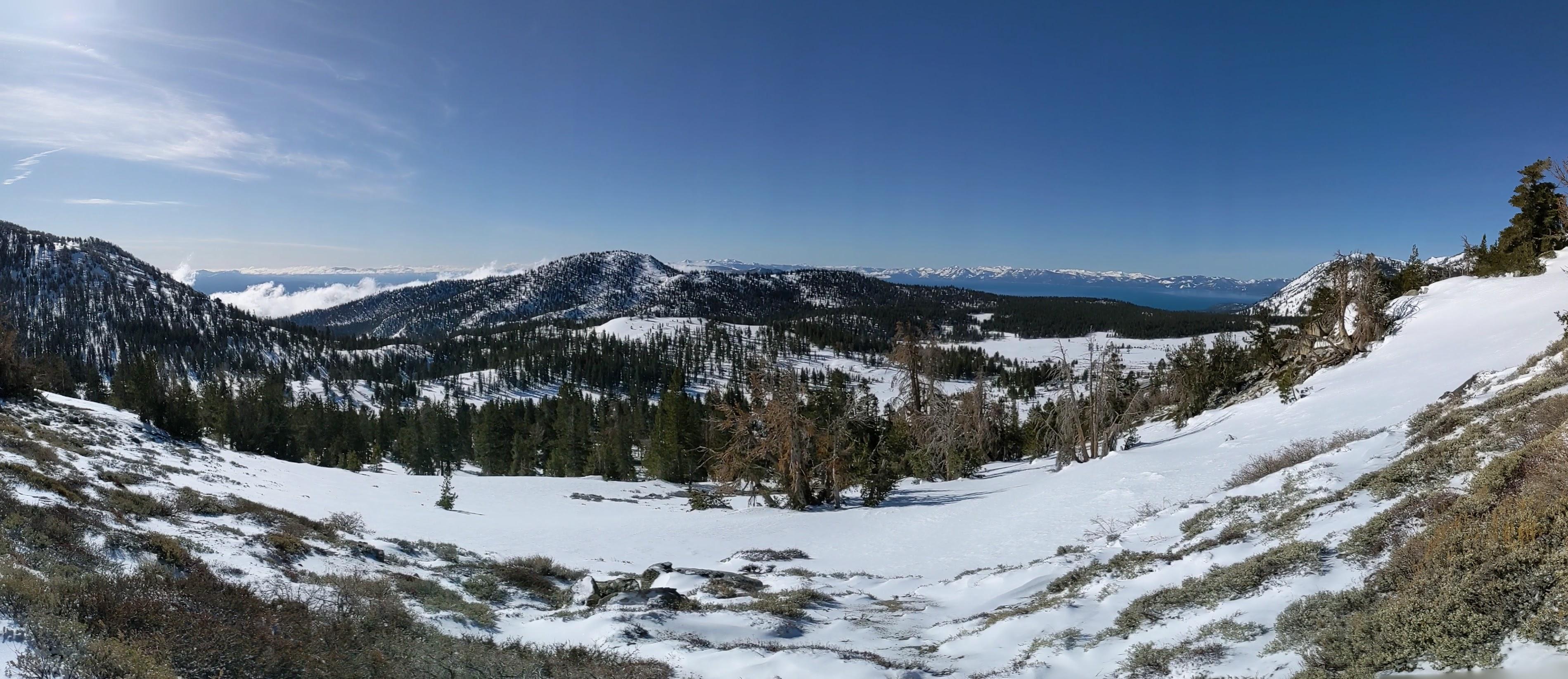 On the trail, lake Tahoe vistas start to open up