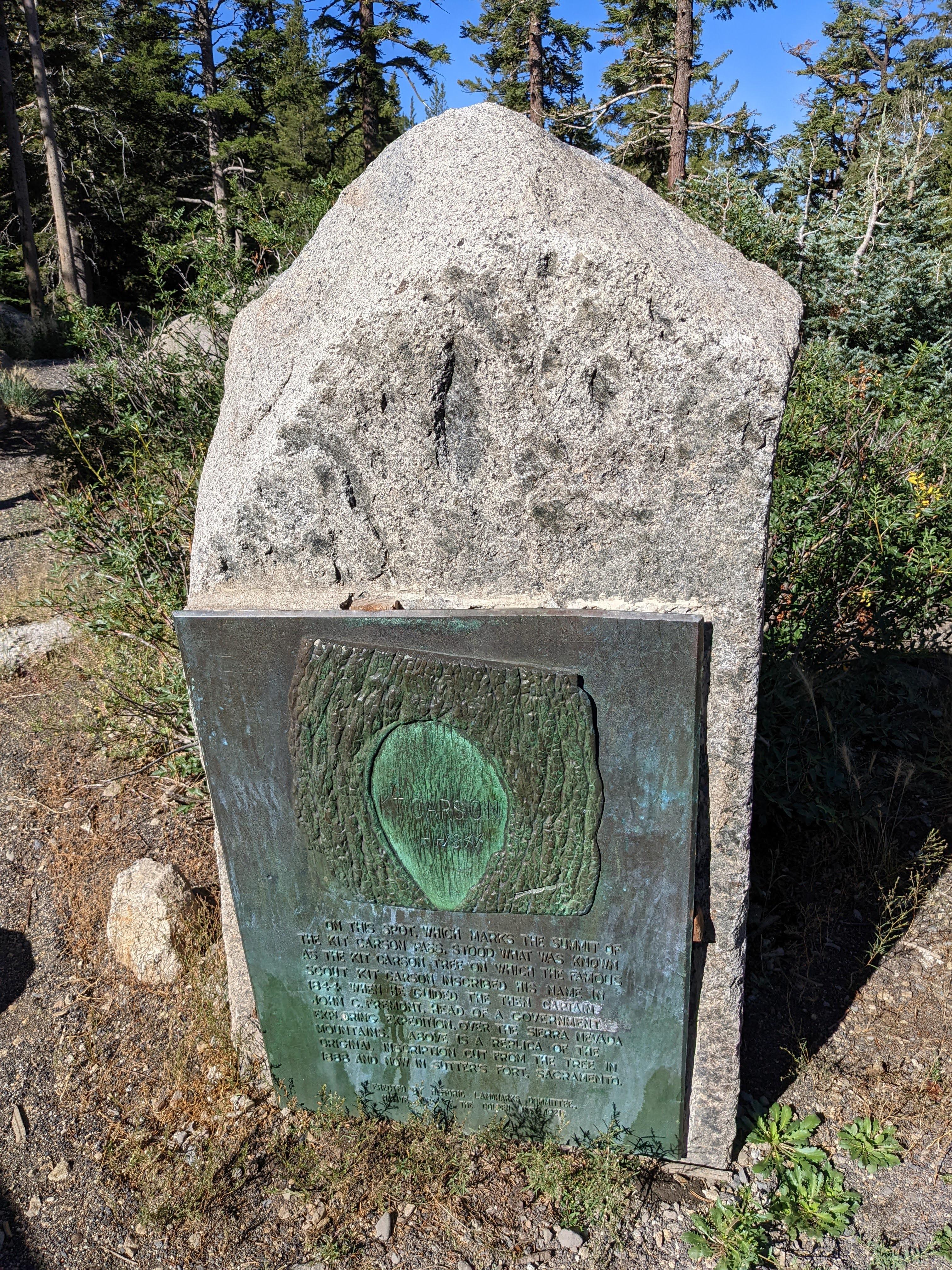 Kit Carson pass - a monument to the tree Kit Carson scrawled on back in 1844