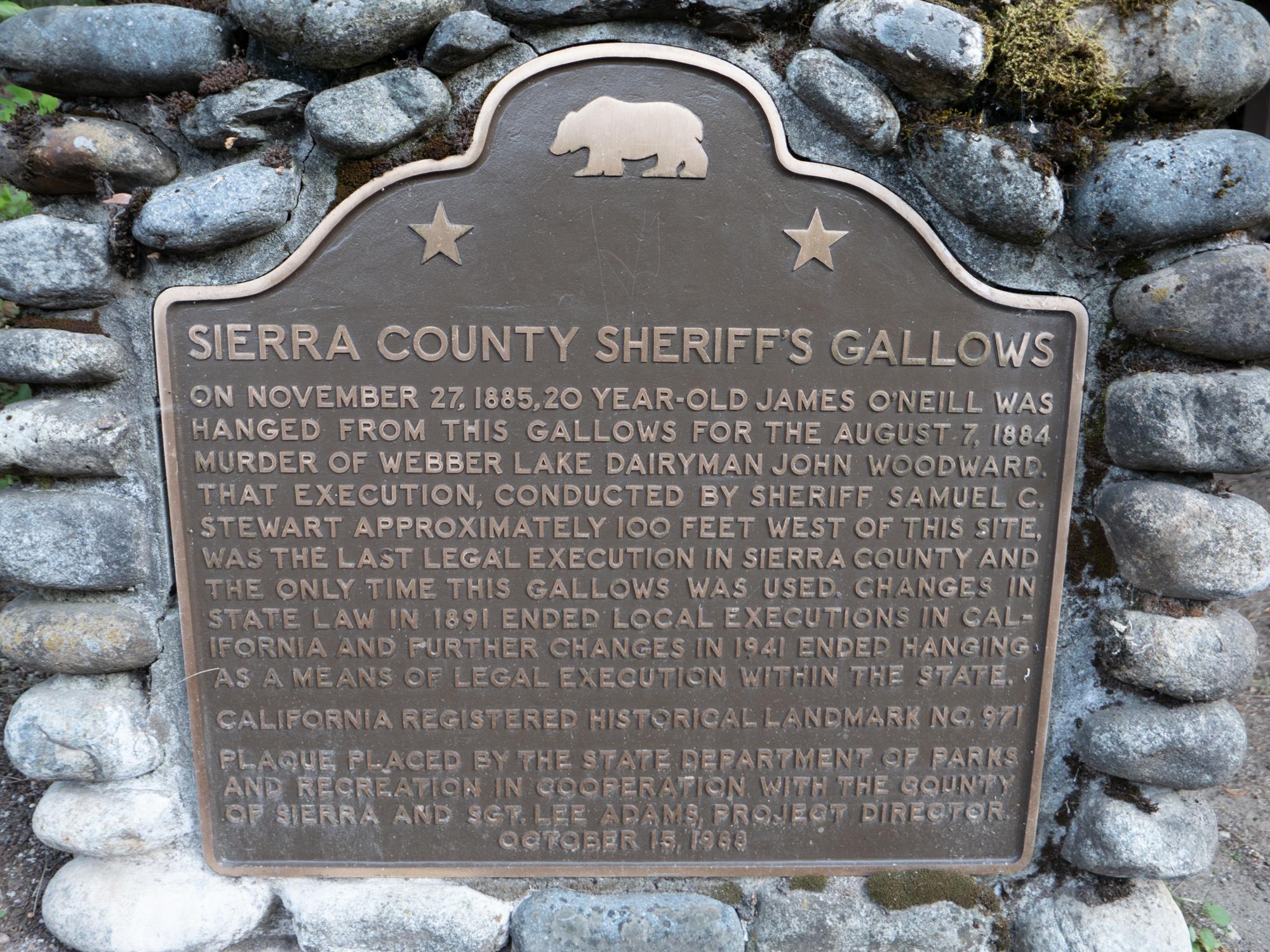 The gallows plaque