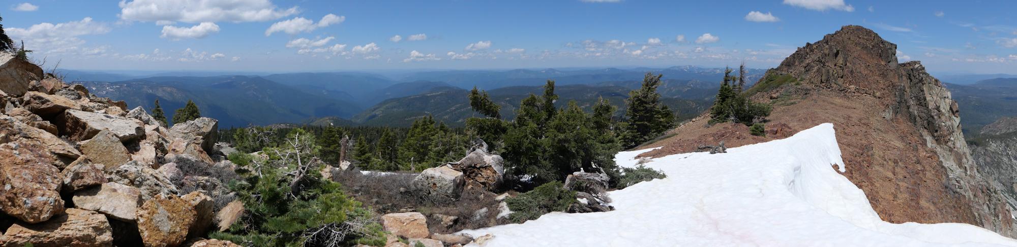 Panorama toward the western approaches, hwy 49 is in the canyon