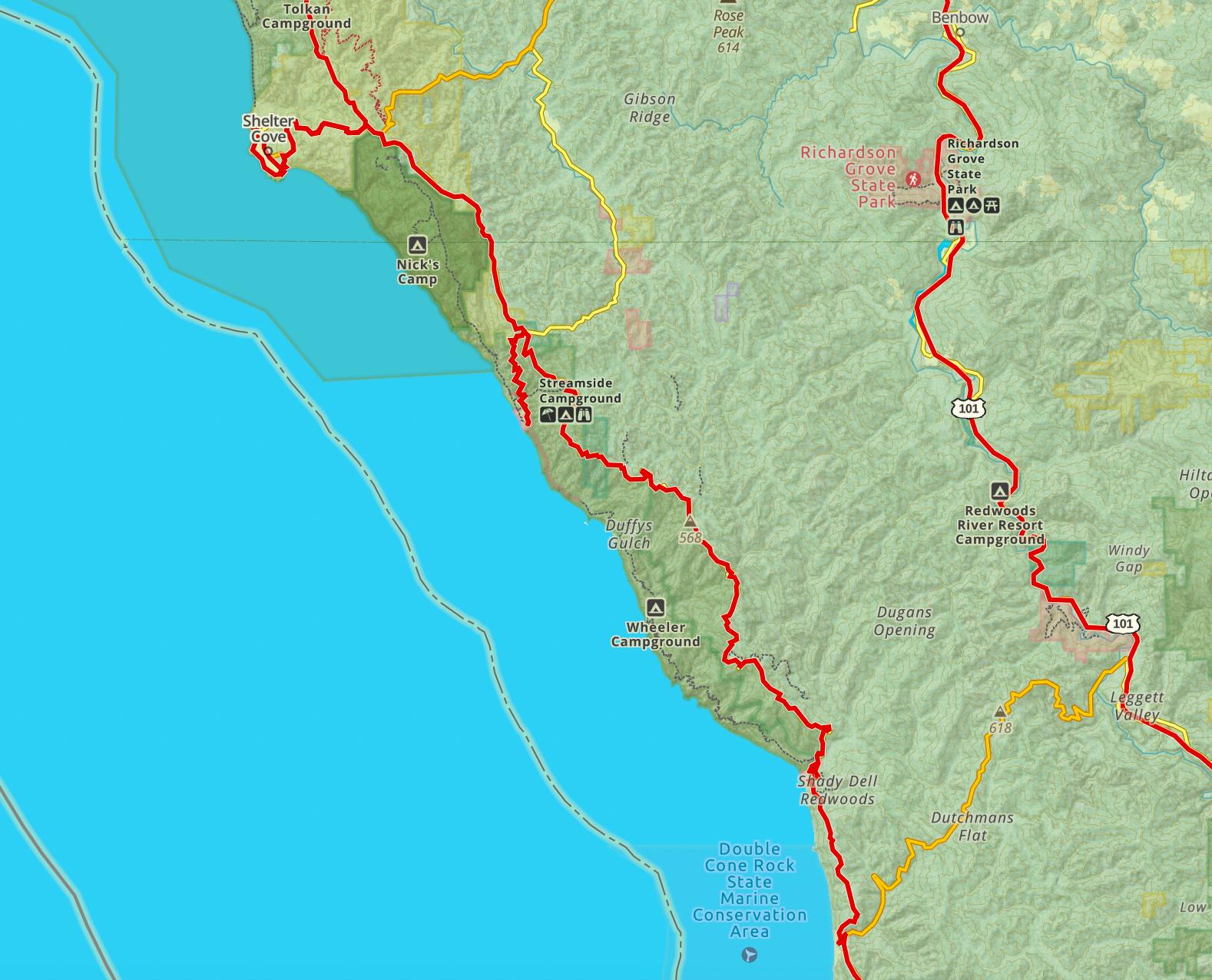 Lost coast 4x4 trail map south